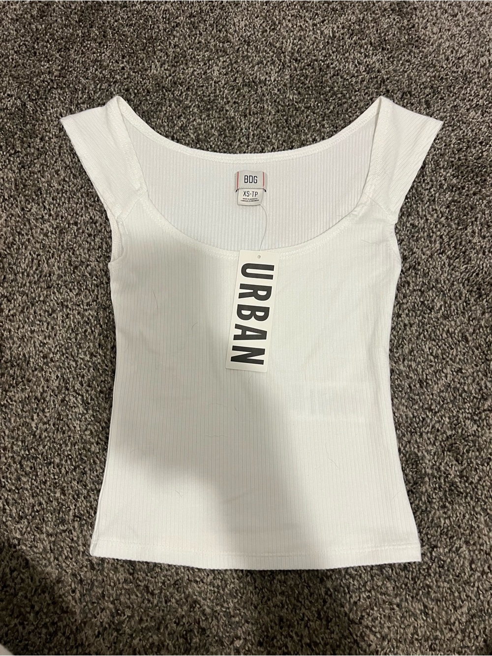 🆕 BDG White Ribbed Scoop-Neck Tank Top